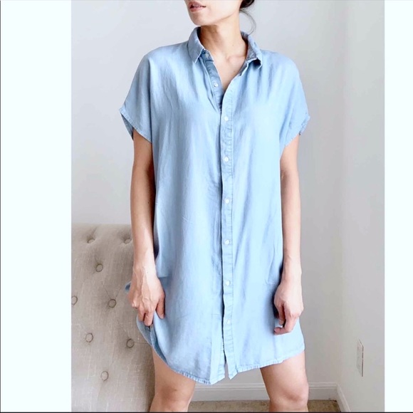 Chambray Collar  Button Shirt Dress - Picture 3 of 6